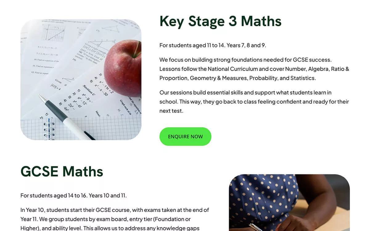 Decimal Tutoring website
